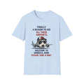 Airplane Cartoon Tee - "Finally, a Reason to Use All These Airports. Welcome to America, Now Please Take a Nap."