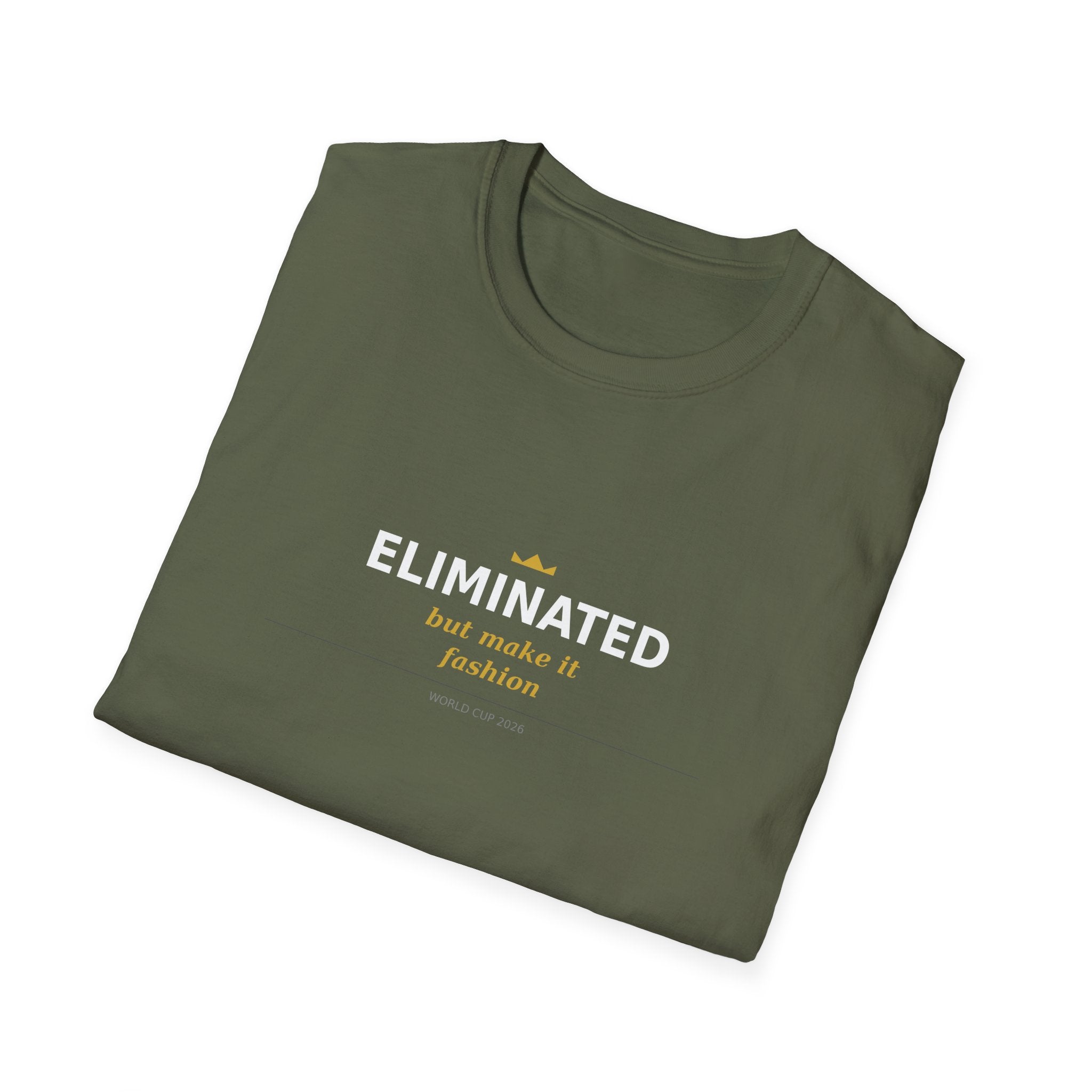 T-Shirt — “ELIMINATED but made it Fashion” Minimal Graphic Tee