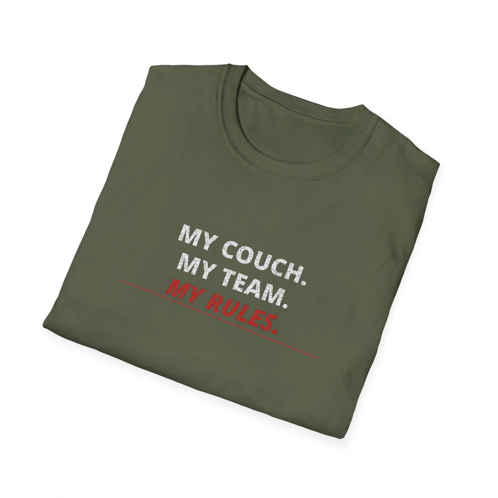 My Couch. My Team. My Rules. T-Shirt — Funny Sports Fan Tee